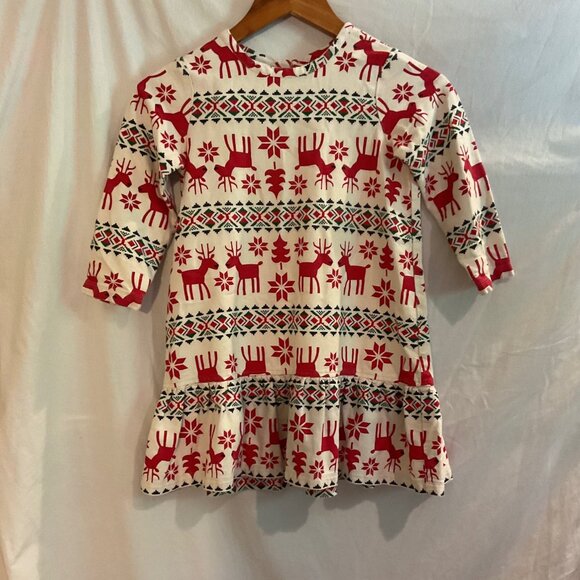Hanna Andersson Girls Size 5 110cm Reindeer Dear Deer Flannel Nightgown - Picture 1 of 7
